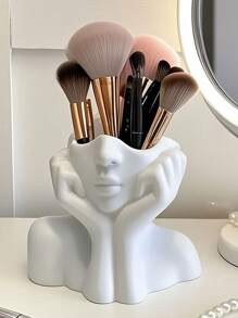 1pc Minimalist Female Beauty Face Makeup Brush Storage, Vase, Suitable For Home Decor, Bedroom Decor, Office And Students, Storage,Wedding Decor,House Decor,Jewelry Organiser,Party Decorations,The Best Gift