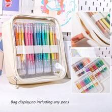 Languo Taschen für Acrylstifte, Gelschreiber, transparente Stiftemappe, einfacher Stil mit mehreren Fächern, große Kapazität, Aufbewahrungstasche für Stifte, Schulmaterial, Schulanfang