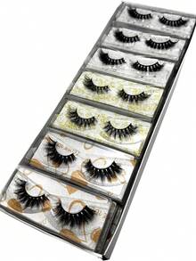 10/16/21 Pairs Fluffy&Thick 3D False Eyelashes With Glitter Paper Box,Lashes Bulk Christmas Gifts,3D Cat Eye Eyelashes Natural Soft,Protable, Makeup Manga Lashes,Dramatic Messy Mink Lashes Wispy, Individual Package Faux Mink Lashes Wholesale - 黑色 - 查看 9