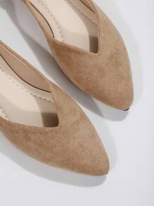 35-45 秋季新款尖头平底帆布一脚蹬平底鞋，时尚低帮休闲鞋，卡其色，轻便舒适女士平底鞋