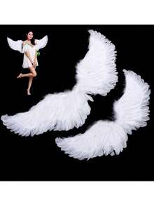 1Pc Party Swallow White Angel Feather Wings Wands Cosplay Elastic Straps Wedding Birthday Halloween Christmas