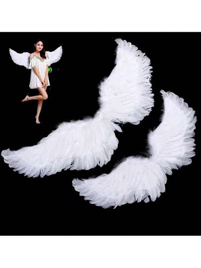 1Pc Party Swallow White Angel Feather Wings Wands Cosplay Elastic Straps Wedding Birthday Halloween Christmas