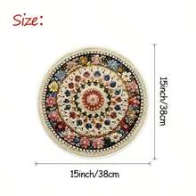 8pcs/6pcs/4pcs/1pc Bohemian Style Round Placemats - With Intricate Floral And Geometric Patterns - 15 Inch, Polyester Linen Printed Placemats, Machine Washable And Hand Washable, Ideal For Restaurant Decor, Party Table Setting, Tabletop Decoration, Vibrant Placemats, Durable Tableware