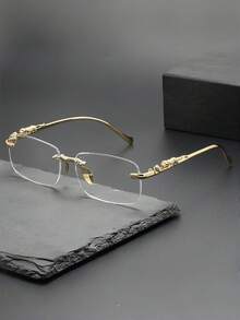 1pc New European And American Square Small Frame Fashion Glasses For Men And Women, Daily Wear, Outdoor, Sun Protection, Driving, Beach Vacation, Photography, Decorative - Multicolor - View 3