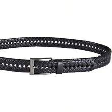 Cinturón de metal trenzado con cordones para hombre de 1 1/4 pulgadas - negro, (Negro esmaltado) - Ver 7