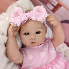 1pc Soft Cloth Body Half Glue Simulation Dolls 46cm Pink Dress Cute Reborn Doll Playing House Accompanying Toys Birthday Gifts