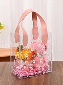 1/10pcs Transparent PVC Gift Bags With Handles, Daisy PVC Clear Tote Bags, Reusable Holiday Gift Bags, Plastic Cute Flower Gift Bags, White Handle Gift Bags, Suitable For Concerts, Sports Events, Supermarket Shopping, Travel, Holidays, Beach Vacations, Halloween Gifts, Christmas Gifts, Back To School Gifts - Multicolor - View 11