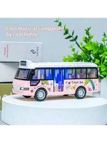 1 Pc School Bus Toys Cars Die Cast Plastic Little Cars City Bus With Sound And Light Up Friction Powered Cars Play Toys Gift For Kids,Back To School - Multicolor - View 5