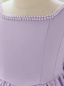 Elegant Satin Bowknot Back Flower Girl Dress For Birthday Party, School Dance, Without Headband