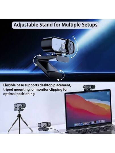 4K/2K/1080P USB Webcam Auto Focus, Privacy Cover, Plug Play Camera PC/Laptop, Zoom, Streaming, Remote Work view 5