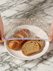 300个可重复使用食品储存袋，超大超厚，彩色食品罩，保鲜膜，PE保鲜膜袋，厨房收纳，家用塑料包装，接触式，剩菜储存 - 彩色 - 查看 5