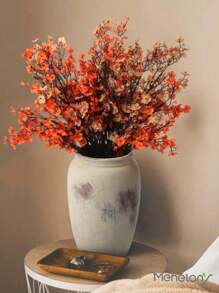 MEHELANY 10Pcs Flowers Artificial Babys Breath Orange Bean Paste Artificial Floral Fake Silk Patriotic Flowers Plum Blossom Flowers For Fall Season Day Harvest Thanksgiving Halloween Decor Home Indoor Outdoor Garden Decorations Office Wedding Floral Arrangement Table Centerpieces, Festivals Decor, Mexican Wedding Fall Party Day Of The Dead Supplies(1Pc Random Color)