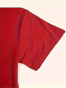 1PC Simple Elegant C&M Print Casual Sports Black White Brick Red Dark Gray Matcha Apricot Red Round Neck Pullover T-Shirt Comfortable Silky Short Sleeve Top - 黑色 - 查看 9