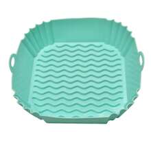 不粘硅胶空气炸锅内衬 8 英寸方形 - 1/2 包可重复使用烘焙垫，适用于 4-7 夸脱炸锅、烘焙纸替代品、必备厨房小工具