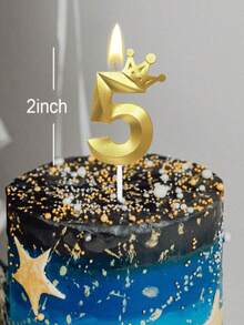 Latest Gold Shell Crown Numbered 0-9 Birthday Anniversary Party Cake Decorative Candles - Gold - View 5