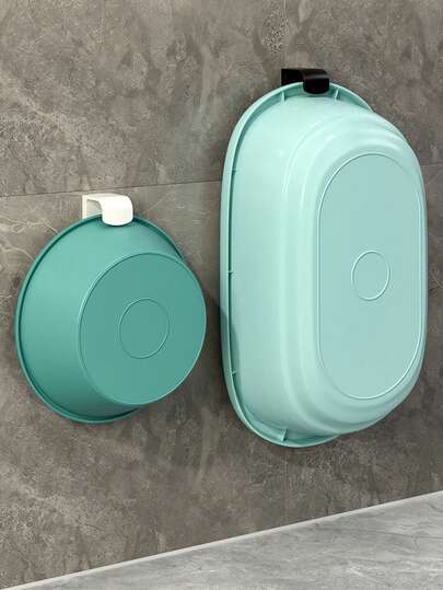 1 件塑料壁挂式洗脸盆挂钩，无需钻孔，轻松安装，浴室碗碟架，悬挂式面盆壁挂式卫生间储物架，多功能浴缸悬挂式储物架