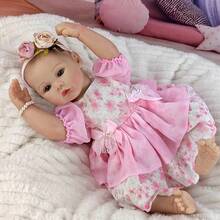 1pc Soft Cloth Body Half Glue Simulation Dolls 46cm Pink Dress Cute Reborn Doll Playing House Accompanying Toys Birthday Gifts