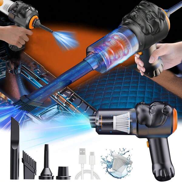 (Puppy Style Black)Strong Suction Cleaner And Blower 2 In 1Portable Cordless Hand-Held Vacuum Cleaner, Cyclone Suction Wireless Vacuum Cleaner, Rechargeable Strong Suction Vacuum Cleaner Suitable For Cars/Offices/Homes