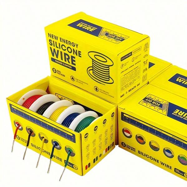 Versatile 16-26 AWG Silicone Electrical Wire Kit 5 Colors, Tinned Copper For DIY Electronics, Home Wiring, Speaker & LED, For Room Electrical Hard Wiring, 110V/220V,Home Decoration>Electricians>Wire