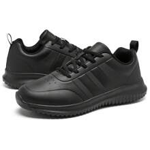 Men's Anti-Slip Waterproof Slip On Work Shoes - Leather Comfort For Food Service (Chef, Kitchen) & Nurse Sporty Home