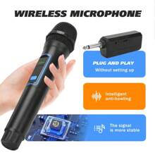 可充电无线手持麦克风，电池续航时间长达8小时，适用于直播/卡拉OK/会议等场合，即插即用