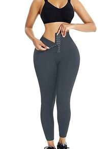 Spring And Autumn Adjustable High-Waisted 3-Buckle Women\ Yoga Pants, Outdoor Sports Pants, Gym Leggings, Running Tights, Slimming And Lifting Butt Leggings, Women\ Clothing - 深灰色 - 查看 1