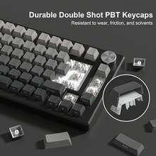 Womier PBT Keycap Sets Black, Gradient Double Shot Keycaps 60 75 Percent, Translucent Keycaps, Side Printed, Cherry Profile For Mechanical Gaming Keyboards (Only Keycaps) - 深灰色 - 查看 4