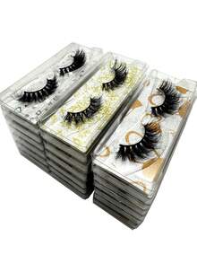 10/16/21 Pairs Fluffy&Thick 3D False Eyelashes With Glitter Paper Box,Lashes Bulk Christmas Gifts,3D Cat Eye Eyelashes Natural Soft,Protable, Makeup Manga Lashes,Dramatic Messy Mink Lashes Wispy, Individual Package Faux Mink Lashes Wholesale - 黑色 - 查看 3