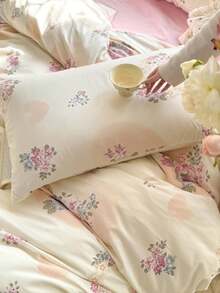 3 件套加厚涤纶清新印花可水洗床上用品套装,适合男孩和女孩宿舍,包括 1 个羽绒被套和 2 个枕套(无填充物) - 彩色 - 查看 10