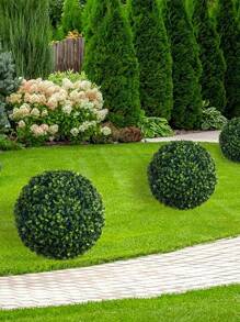 1 个人造米兰草球，绿色装饰，两种尺寸可选，人造植物，易于移除，易于护理，花园装饰，学校宿舍办公室装饰，户外派对活动节日生日派对装饰，婚礼季节