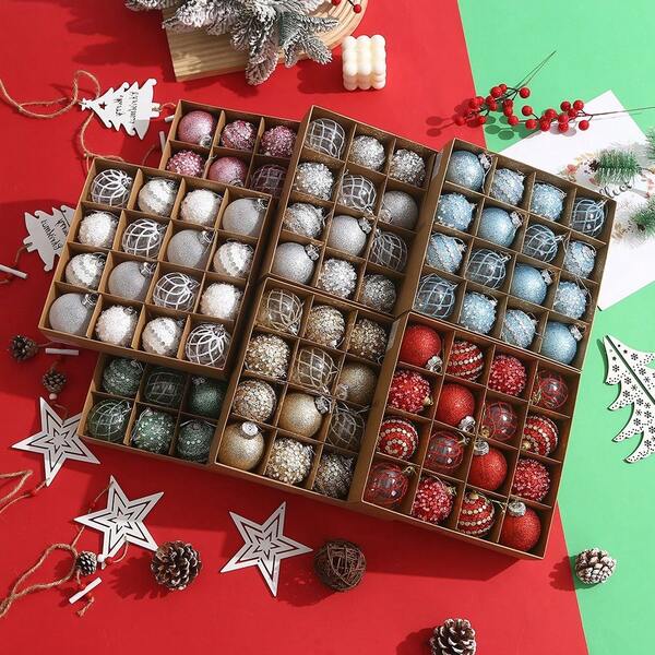 6cm/16pcs Glitter Christmas Balls Set, Suitable For Holiday Parties, Christmas Parties, Scene Decoration, Holiday Decoration, Home Decoration, Holiday Decoration, Party Gifts, Room Decoration, Window Decoration, Bedroom Decoration, Home Decor, Fun Christmas Party Decorations, Merry Christmas, Happy New Year, Christmas Gifts, Christmas Ornaments