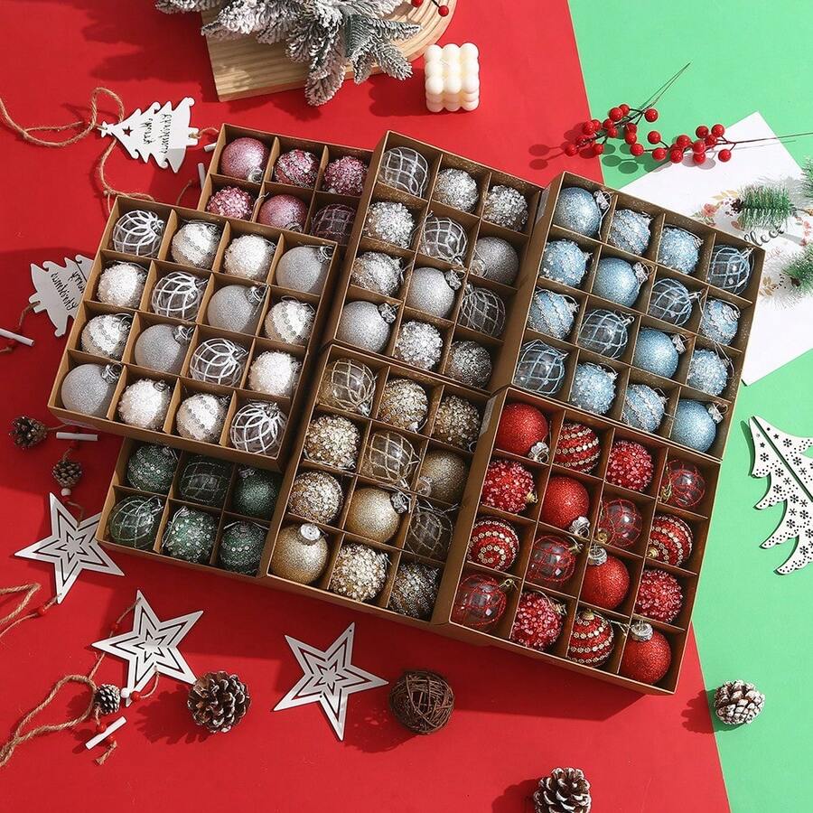 6cm/16pcs Glitter Christmas Balls Set, Suitable For Holiday Parties, Christmas Parties, Scene Decoration, Holiday Decoration, Home Decoration, Holiday Decoration, Party Gifts, Room Decoration, Window Decoration, Bedroom Decoration, Home Decor, Fun Christmas Party Decorations, Merry Christmas, Happy New Year, Christmas Gifts, Christmas Ornaments