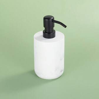 1pc White Marble Hand Soap Bottle Shower Gel Shampoo Press Bottle Bathroom Resin Soap Dispenser