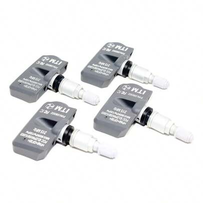 Cuatro sensores de control de presión de neumáticos de 315 MHz con válvulas Sensores de presión de neumáticos en negro mate Adecuados para el modelo 42607-30060 Carcasa de aluminio plateado