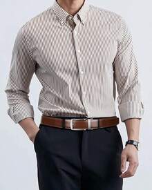 BOSTANTEN Belt Men Leather Reversible Belts Men 1 3/8 Casual Dress Pants, Two-In-One Belt - 009-深棕色 - 查看 8