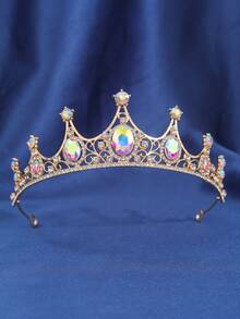 1pc Elegant Classic Crystal Crown Bridal Headpiece, Suitable For Women's Events And Party Attire, Coronas, Tiara, Hair Vine, Accessories - Multicolor - View 3