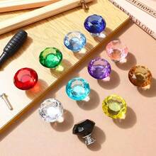 2/5/10pcs Crystal Glass Cabinet Door Knobs, Dresser Furniture Door Handles, Drawer Pulls, 30mm Diamond Shape Drawer Knobs, Suitable For Wardrobe And Cabinet, Cabinet Handles With Screws, Kitchen Drawer Pulls - Multicolor - View 7