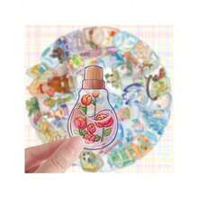 50 Cartoon Transparent Object Graffiti Stickers DIY Decorative Material Stickers, Storage Box Luggage Stickers, Reward Gifts - 多色的 - 查看 2