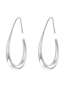 Elegant Stainless Steel Hollow Water Drop Design Hoop Earrings, Suitable For Women Casual Wear
