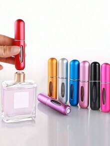 1pcs Mini Refillable Double Layer Fine Mist Perfume Spray Bottle With Lid Cosmetic Perfume Aromatherapy Lotion Storage Container DIY Beauty Tool Travel Essentials Black - 黑色 - 查看 1