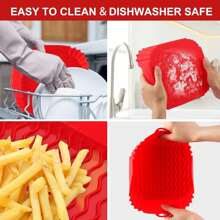 不粘硅胶空气炸锅内衬 8 英寸方形 - 1/2 包可重复使用烘焙垫，适用于 4-7 夸脱炸锅、烘焙纸替代品、必备厨房小工具