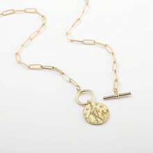 Zodiac Coin Embossed Choker Necklace Disc 12 Astrology Horoscope 14K Gold Plated Round Pendant Personalized Necklace Women Men - Bảo Bình (20/01-18/02) - Xem 2