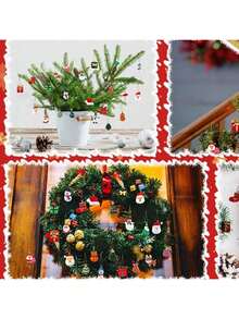 33pcs Mini Acrylic Christmas Decorations, Flat Hanging Ornaments, Miniature Christmas Trees, Figurines With Golden Embroidery Thread, Suitable For Christmas, Home, Party Decoration (Random Styles) - Multicolor - View 5