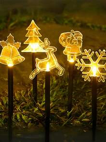 5 Pcak Christmas Solar Acrylic Column Lights, Outdoor Waterproof Solar LED Christmas-Themed Decorative Lights, Featuring A Deer, A Christmas Tree And Snowflake Pattern Design, With 8 Lighting Modes, Suitable For Winter Decoration, Christmas Tree Decoration, Christmas Scene Garden, Driveway, Corridor, Terrace, Fence, Courtyard, Path, Steps Decoration, And Creating A Festive Atmosphere At Christmas Parties, A Beautiful Christmas Gift. Christmas Decoration XMAS Decor Christmas Tree Gift Decor Thanksgiving Wedding Home Decor Home Decor Fall Decor Autumn Decor Birthday Decorations For Gifts Party Supplies Indoor Outdoor Garden Holiday Festival Decor Halloween Decor Wall Decor Halloween Ornaments Christmas Decoration XMAS Decor Christmas Tree Gift Decor Thanksgiving Wedding Home Decor Home Decor Fall Decor Autumn Decor Birthday Decorations For Gifts Party Supplies Indoor Outdoor Garden Holiday Festival Decor Halloween Decor Wall Decor Halloween Ornaments