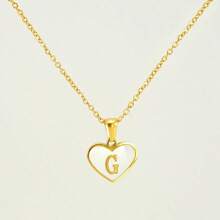 1pc Personalized Heart-Shaped White Shell Initial Necklace Stainless Steel Non Tarnish Women Letter Necklace
