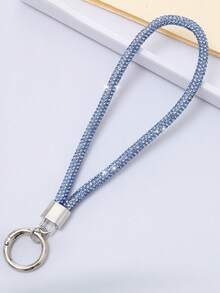 1 pieza Lujosa cadena de teléfono móvil con brillos y cristales, colgante de rhinestone, correa de muñeca para todos los modelos de teléfono, correa para smartphone, accesorio antifugas de alta gama - Plateado - Ver 18