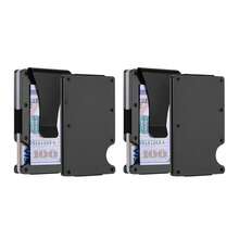 1 Or 2-Pack: RFID Blocking Slim Credit Card Holder Wallet For Men – Minimalist, Scratch-Resistant, With Removable Money Clip | Modern, Durable, Everyday Carry - 黑色/2件裝 - 查看 1