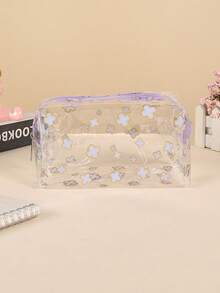 1 个透明花卉铅笔盒，美丽的樱花花朵图案 - PVC 材料大容量收纳袋，办公室桌面整理装饰和学校文具的收纳，开学季送给朋友的礼物，返校，学校用品，铅笔袋，书包 - 彩色 - 查看 14
