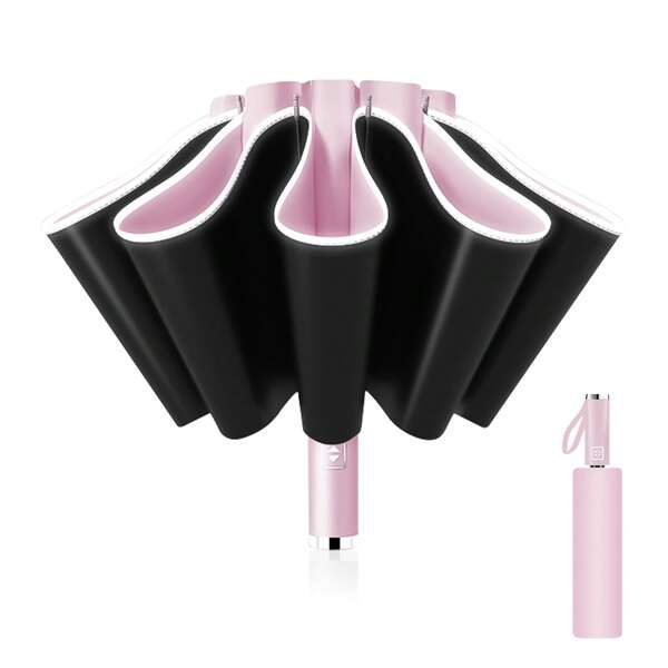 Ombrello Automatico Antivento RovescIato (1 Pezzo), Pieghevole E Resistente, Ideale Per Spostamenti, Viaggi E Uso Quotidiano.