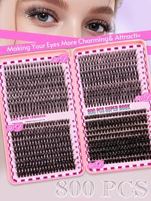 640pcs 800pcs Lash Clusters ,30D 40D 50D 100D Lashes Eyelashes, D Curl Pestañas With Natura Lashes Cluster Eyelash, 0.07 Cluster Lashes Fake Eyelashes, Super Soft Eyelash Clusters Book,Makeup Tools - 粉色 - 查看 9
